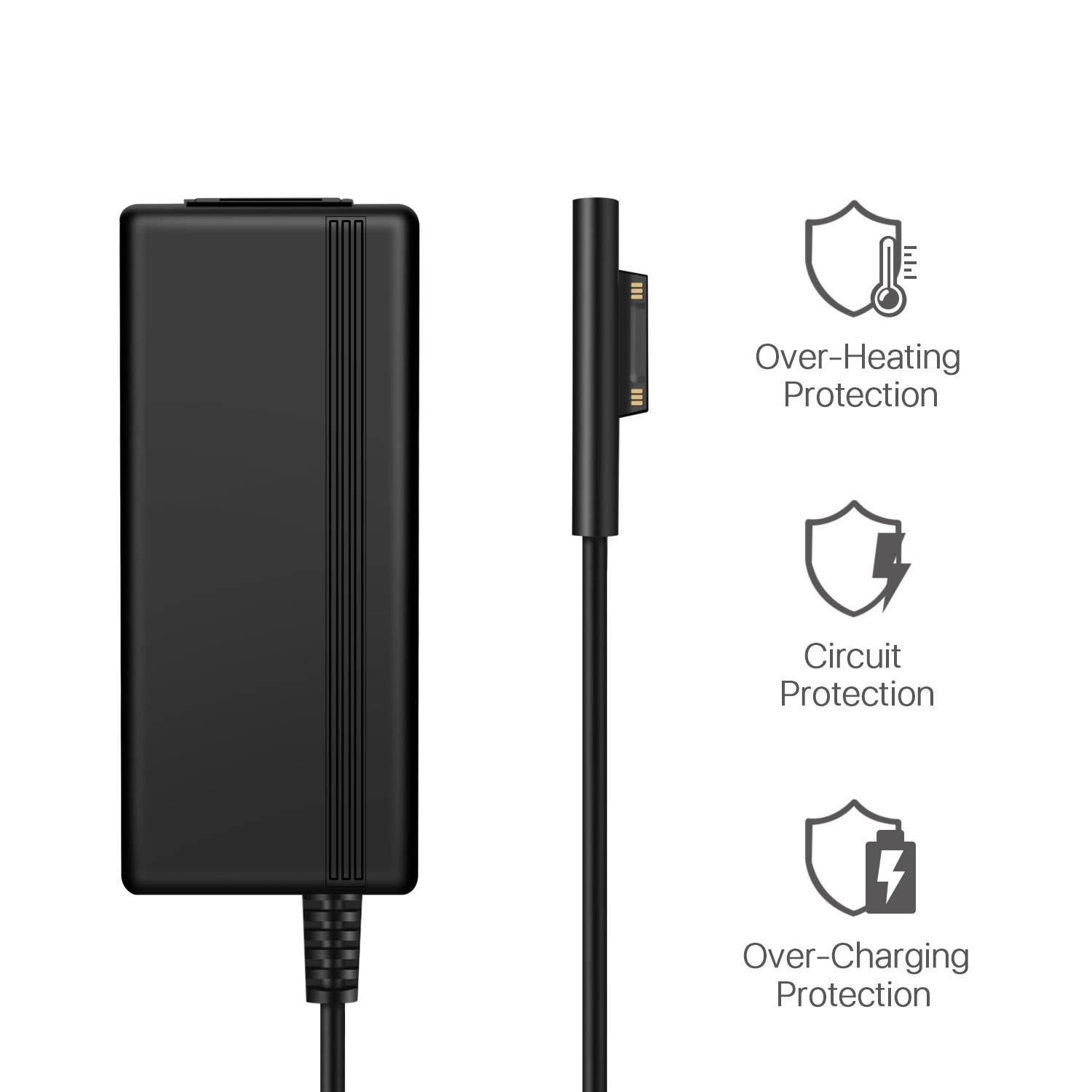 Surface Pro 3/4 Charger US Plug Power Suppy AC Adapter Home Wall Travel Charging Cable Cord without USB Port for Microsoft Surface Pro 3 and Surface Pro 4 Windows Tablet (Black)