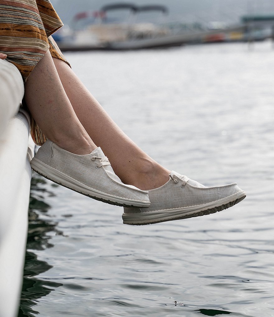 Hey Dude Women's Wendy Sparkling Metallic Canvas Washable Slip-Ons