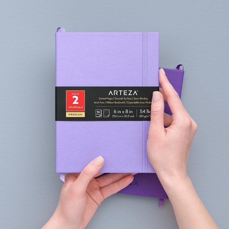 Arteza Premium Dotted Paper Note Journals, Lavender & Purple - 2 Pack (ARTZ-4270)