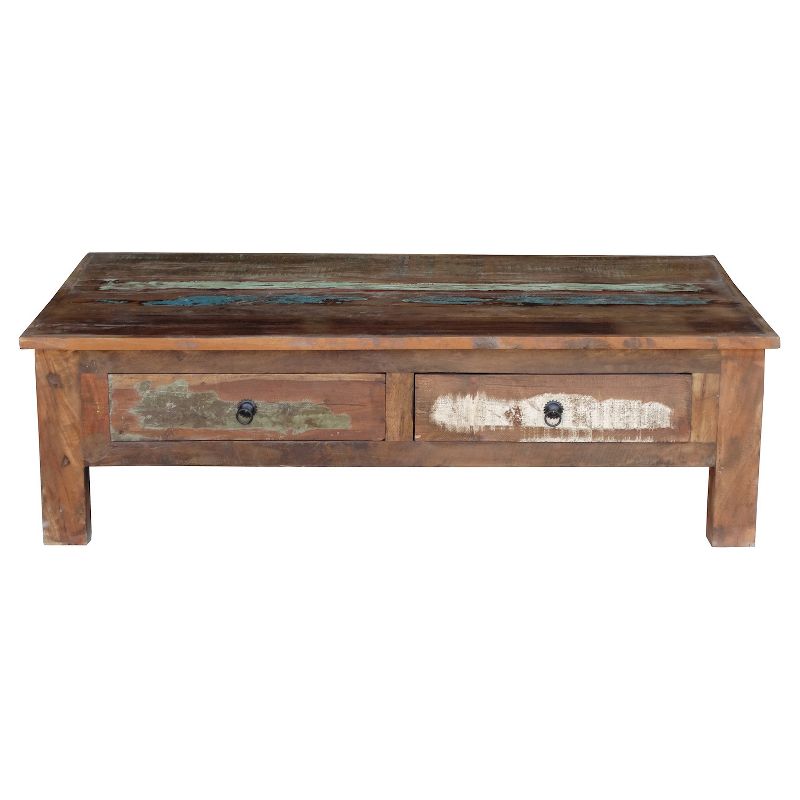Reclaimed Wood Coffee Table and Double Drawers -Natural - Timbergirl