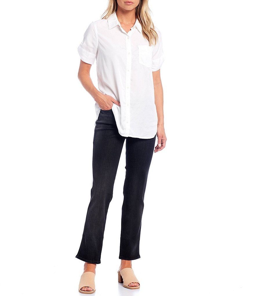 Intro Petite Size Adrian Tummy Control Straight Leg Pull-On Denim Pants