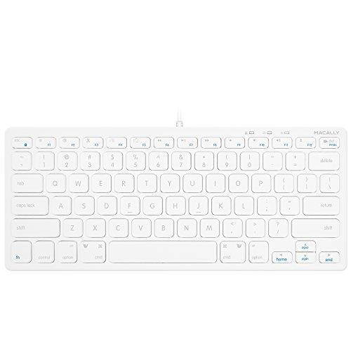 Macally Compact USB Wired Keyboard for Mac and PC