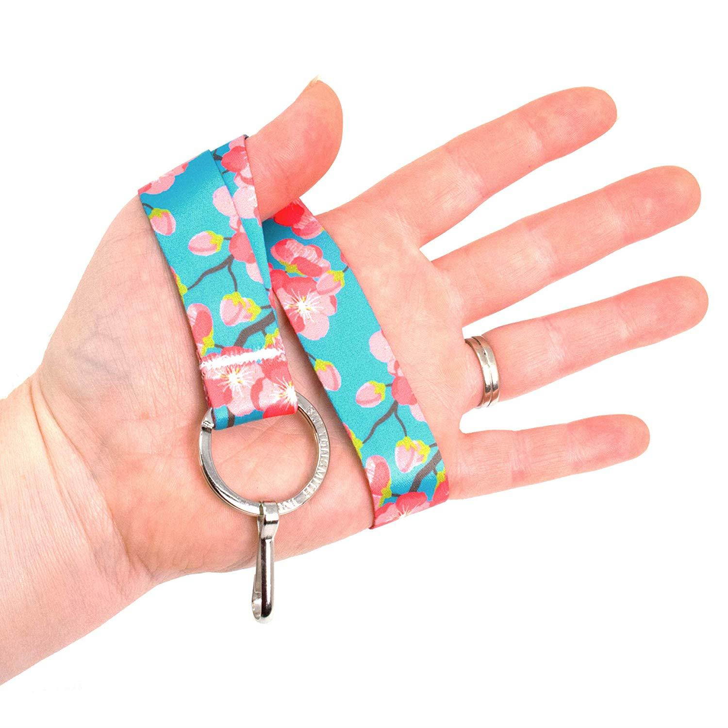 Buttonsmith Cheery Cherry Blossoms Premium Wristlet - Made in USA