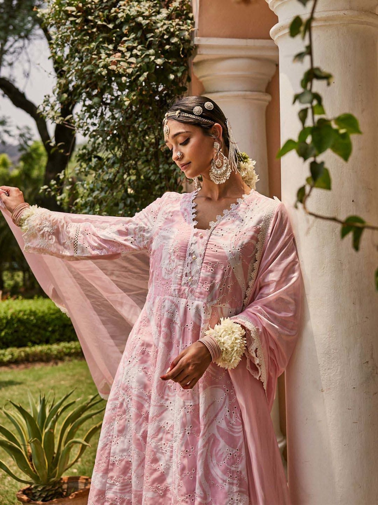 Heeposh Pink Cotton Embroidered Kurta Pant Set With Dupatta