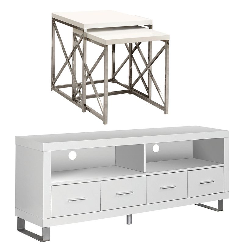 Monarch Entertainment Center TV Stand w/ Monarch Specialties End Tables