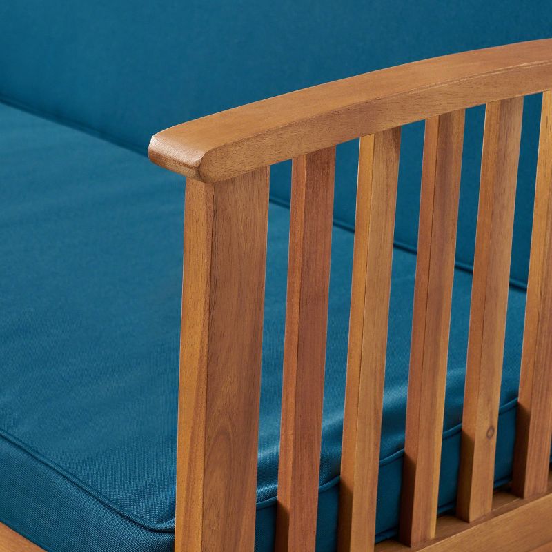 Carolina Acacia Wood Loveseat - Brown/Dark Teal - Christopher Knight Home