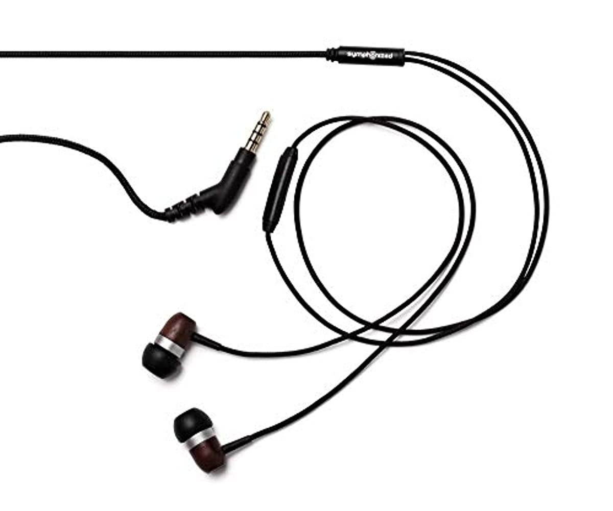 Symphonized GLXY Premium Genuine Wood in-Ear Noise-isolating Headphones with Mic and Nylon Cable (Ebony)