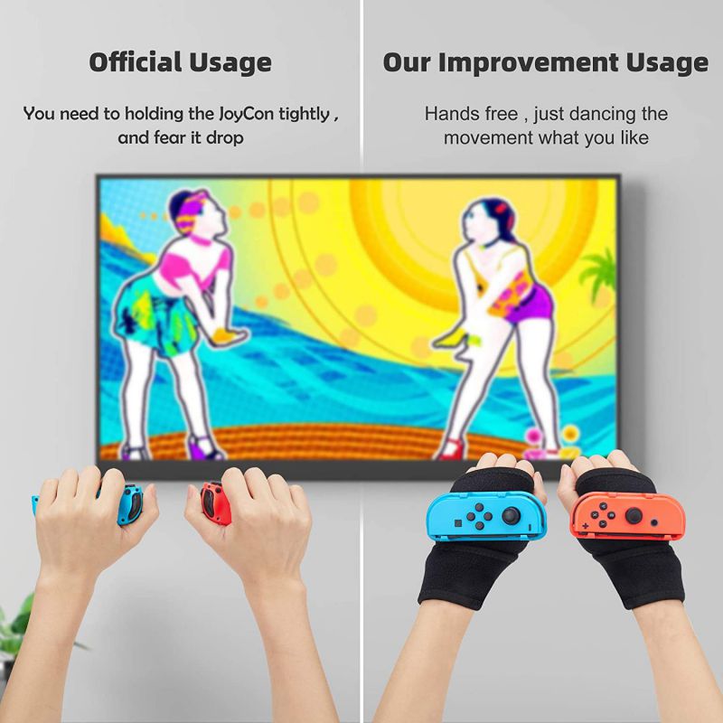 Wristband is suitable for Just Dance 2021 2020 2019 switch, hands-free elastic wristband, suitable for Nintnedo Switch dance accessories, a pair of JoyCon grips (black), adult version