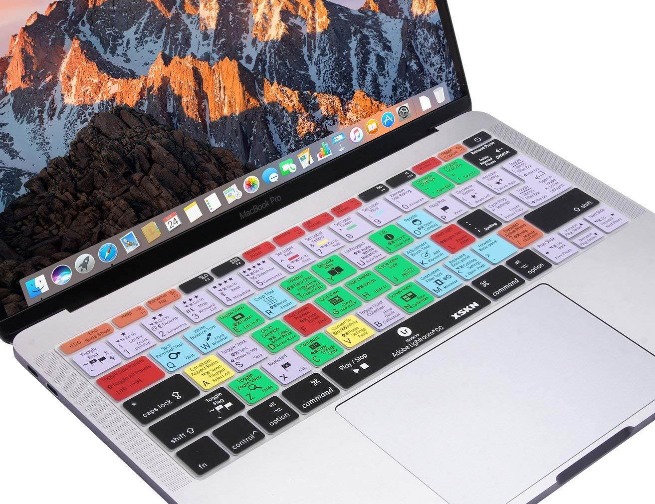XSKN 2016 Shortcut Design Series Keyboard Skin Cover for New Macbook 12 (2015 Model A1534) and New MacBook Pro 13 (2016 Newest Version Model A1708, No Touch Bar), US&EU Version (Lightroom)