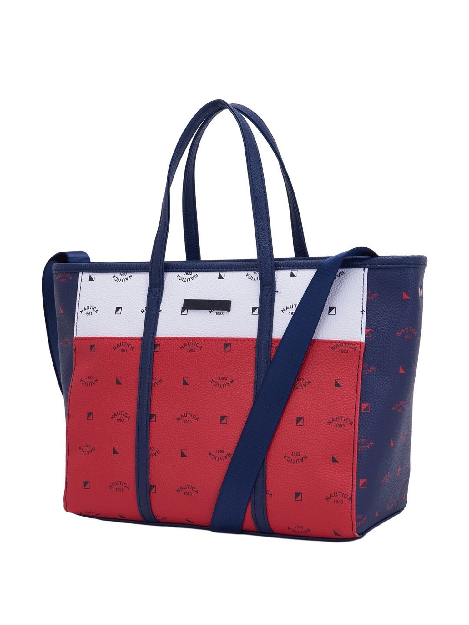 Nautica Red Printed Medium Tote Handbag