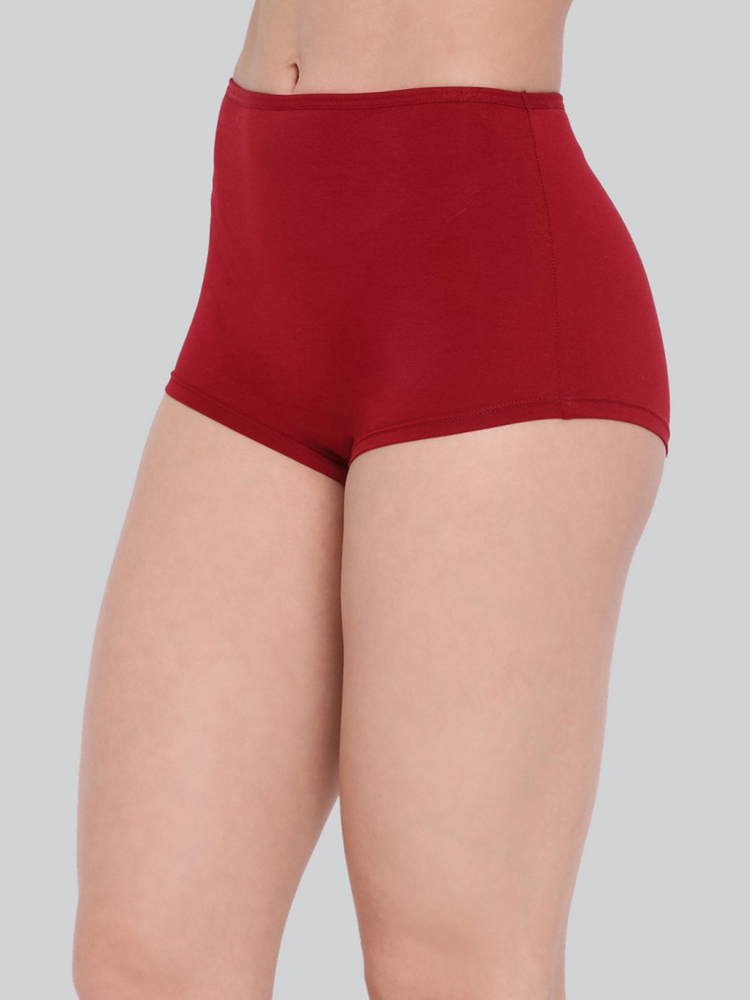 Lyra Red & Beige Cotton Boy Shorts Panties - Pack Of 2