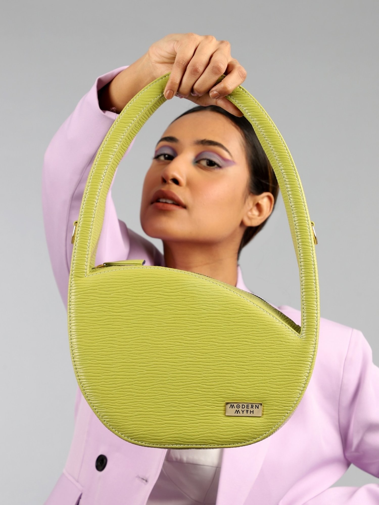 Modern Myth Lime Textured Large Handbag