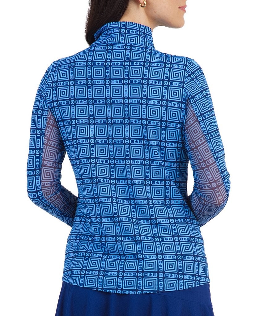 IBKUL Pricilla Print Long Sleeve Mock Neck Top