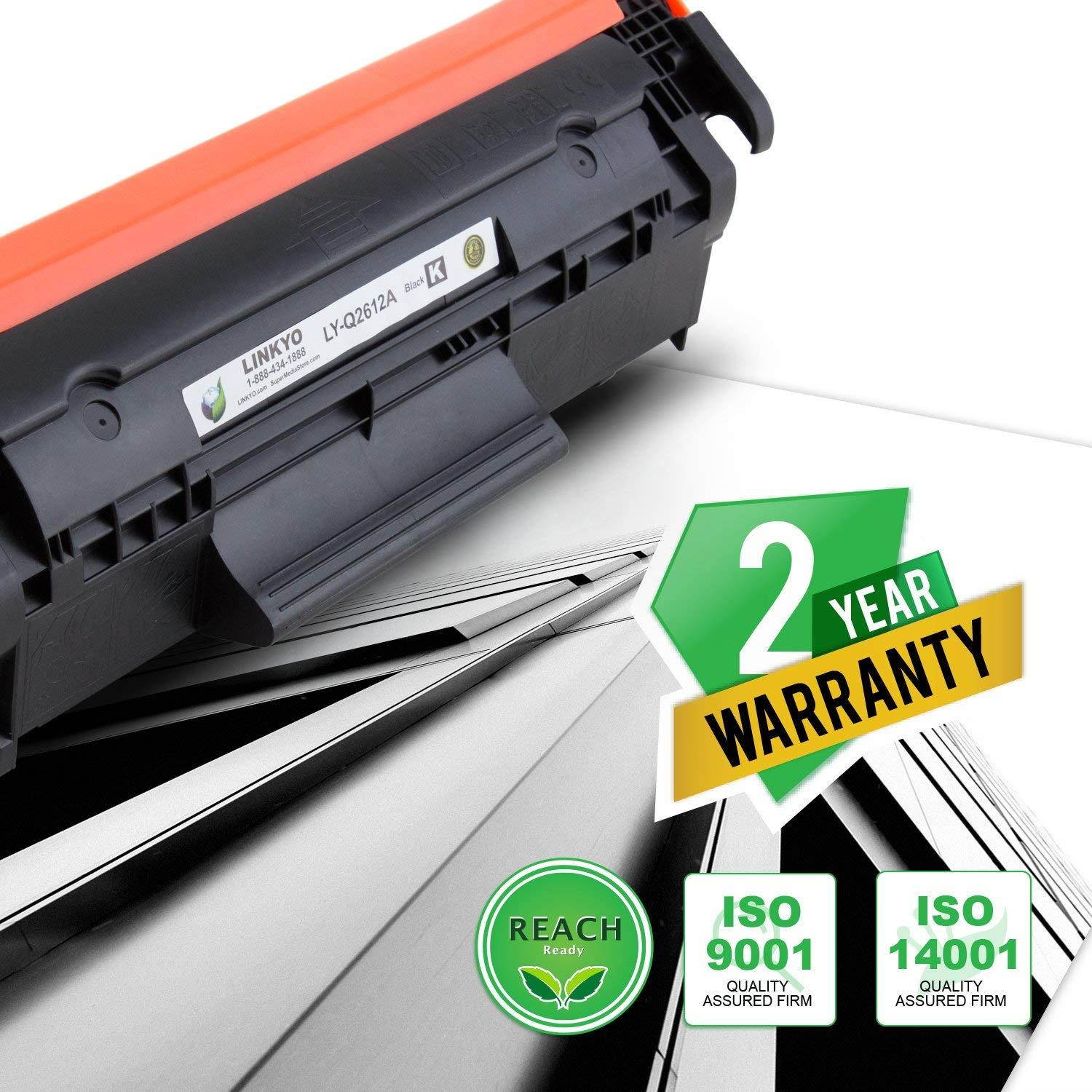 LINKYO Compatible Toner Cartridge Replacement for HP 12A Q2612A (Black, 2-Pack)