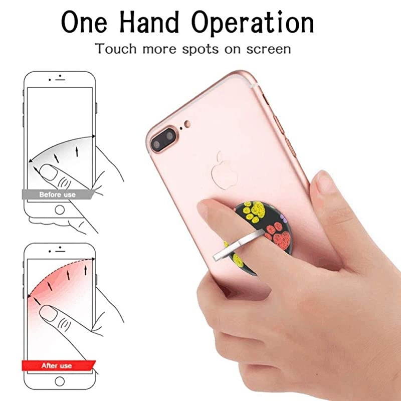 Phone Finger Ring Holder Stand with Car Mount for Smartphone and TabletKickstand 360 Rotation Grip Stand Dog Paw Prints Pug Doggy