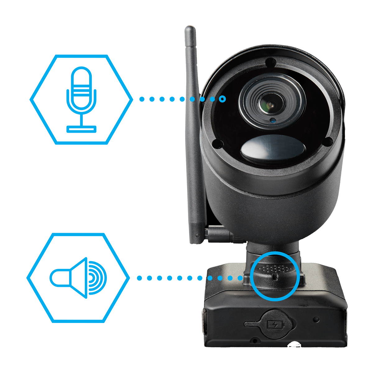 Lorex LWB6850W 1080p HD Wireless Black Metal Rechargeable and Audio Security Camera, Audio Recording and Two-Way Talk