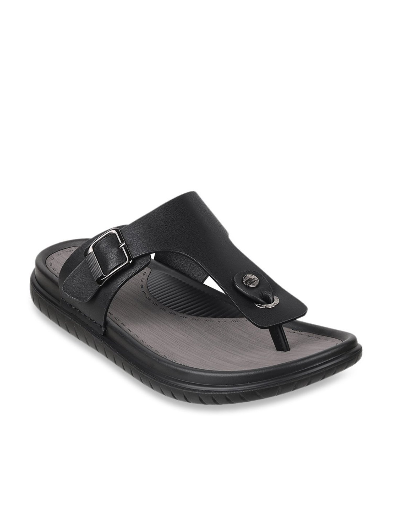 Da Vinchi by Metro Men's Black T-Strap Sandals