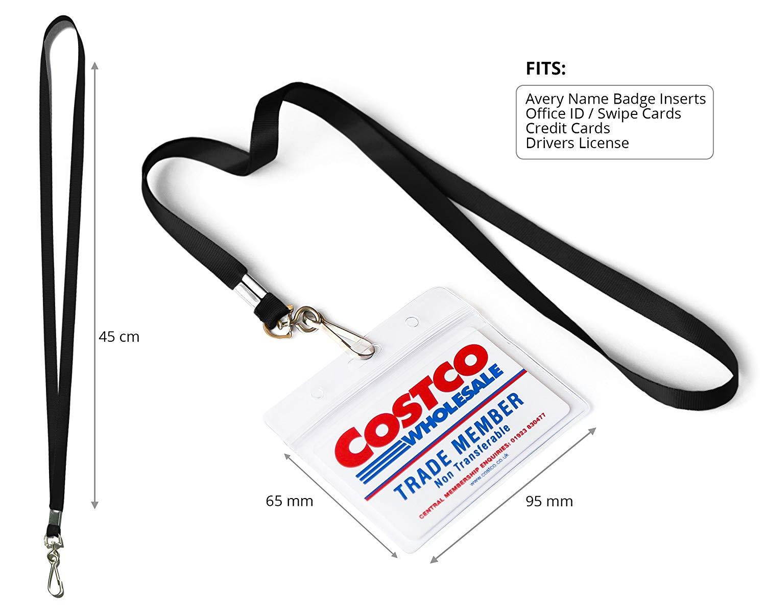 Durably Woven Lanyards & Horizontal ID Badge Holders ~Premium Quality, Waterproof & Dustproof ~ for Moms, Teachers, Tours, Events, Businesses, Cruises & More (50 Pack, Black) by Stationery King