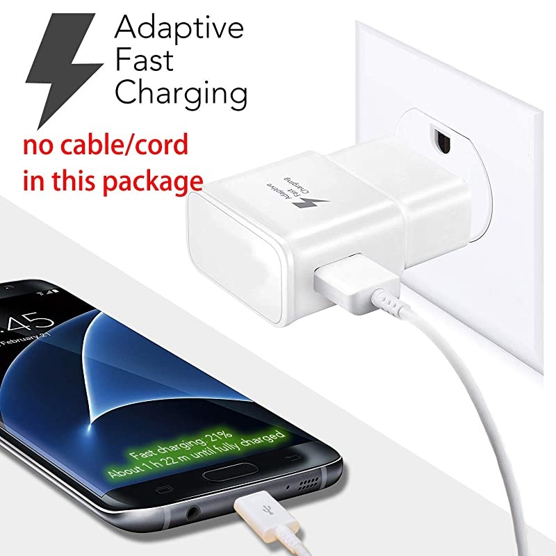 Adaptive Fast Charging Wall Charger Adapter Compatible with Galaxy S6 S7 S8 S9 S10 / Edge/Plus/Active, Note 5,Note 8, Note 9 and More (2 Pack) Quick Charge (White)
