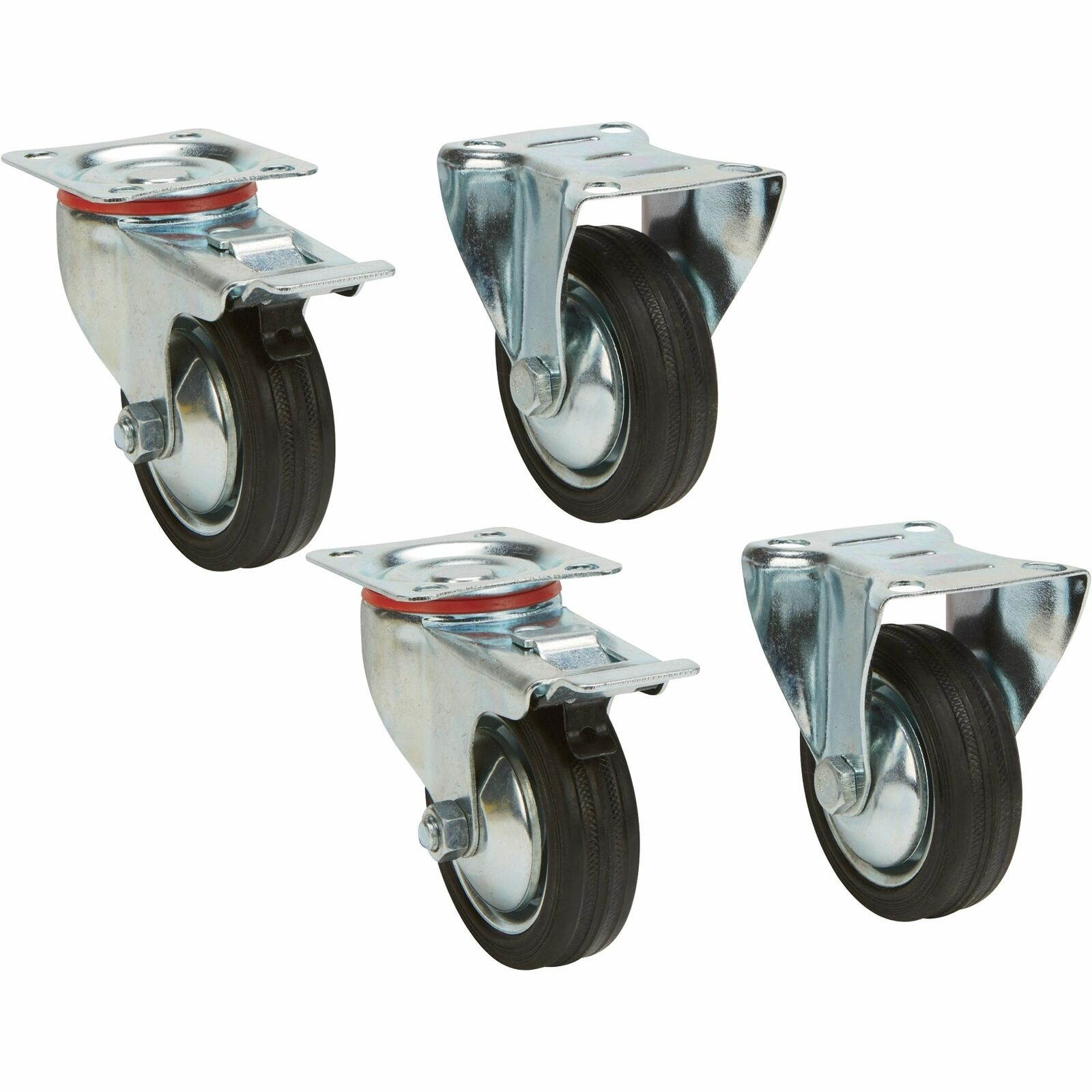 Ironton Rubber Casters - 4-Pack, 3in, 440-lb Capacity/Set, 110-lb Capacity Each