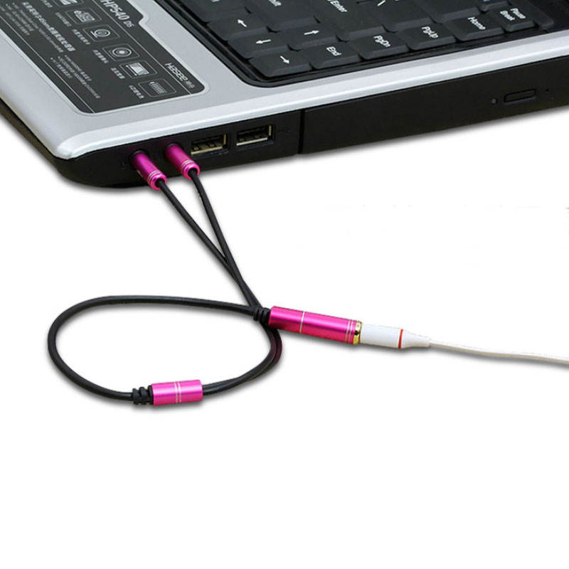 Headphone Conversion Head Laptop Microphone Two-in-one Adapter Cable 3.5mm Audio Splitter for Laptop/Phone/PC Blue