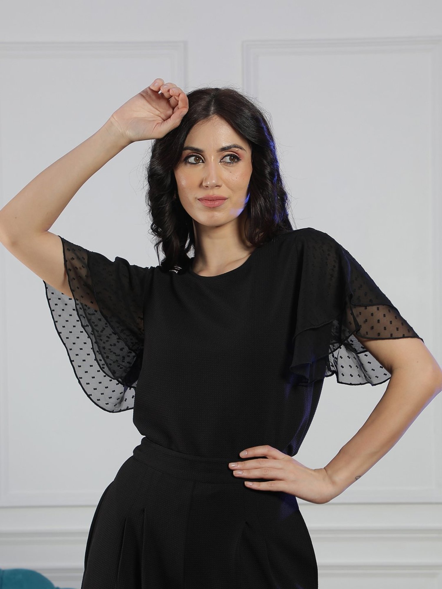 NEUDIS Black Polyester Top