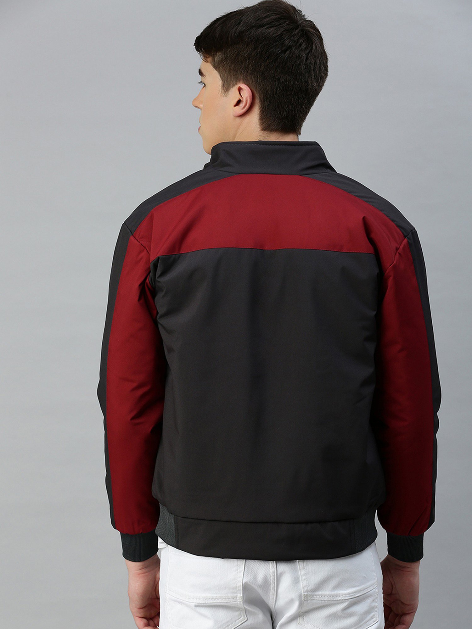 VOXATI Grey Regular Fit High Neck Jacket