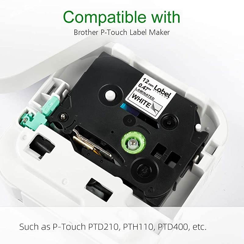 Compatible Tape Replacement for Brother P Touch Maker Tape TZe 12mm 047 Inch Laminated TZe231 TZe131 TZe431 TZe531 TZe631 TZe731 for Ptouch PT D210 H110 D400 6Pack