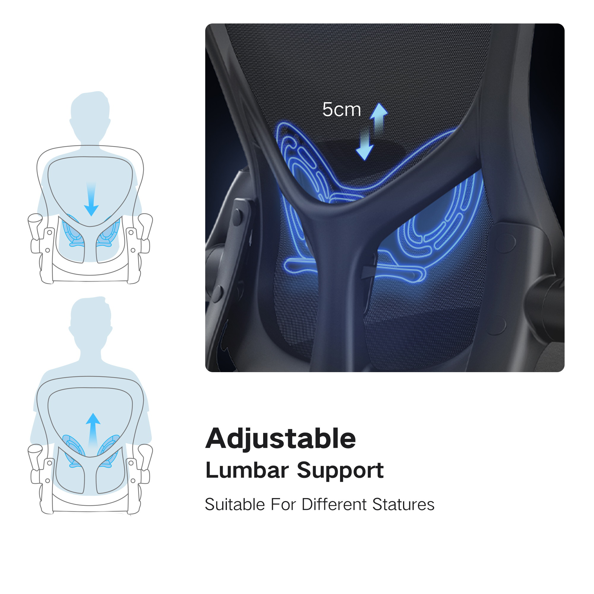 Hbada Office Chair, Ergonomic Desk Chair, Computer Mesh Chair with Lumbar Support and Flip-up Arms, Black