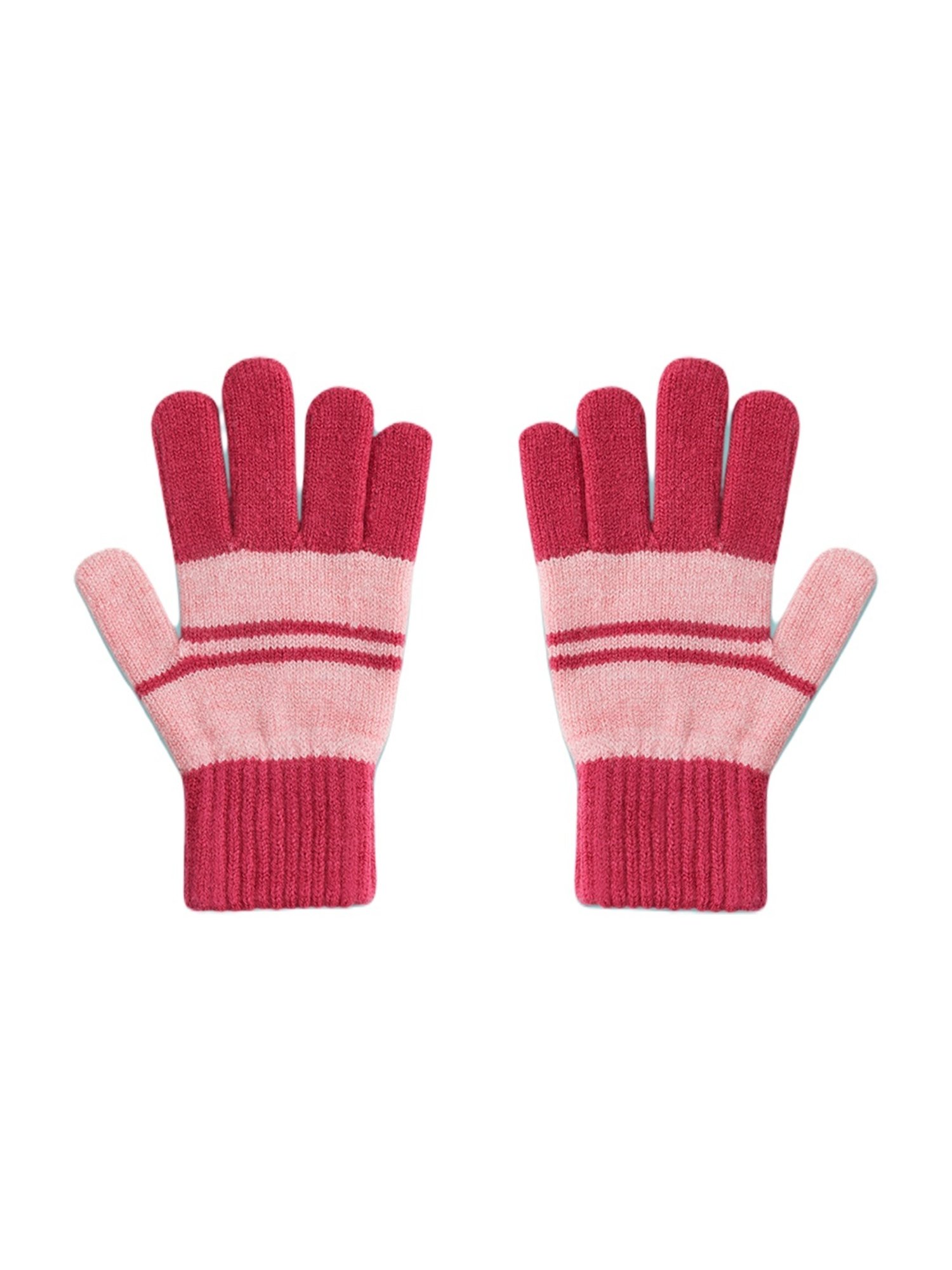 Pantaloons Junior Light Pink Striped Gloves Set - Pack of 2 (8-14Y)