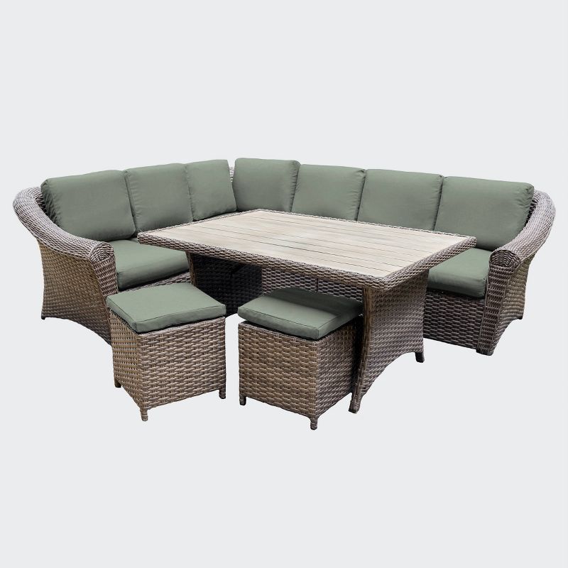 Walton 7pc Sectional Set with Sunbrella - Sage - Leisure Made