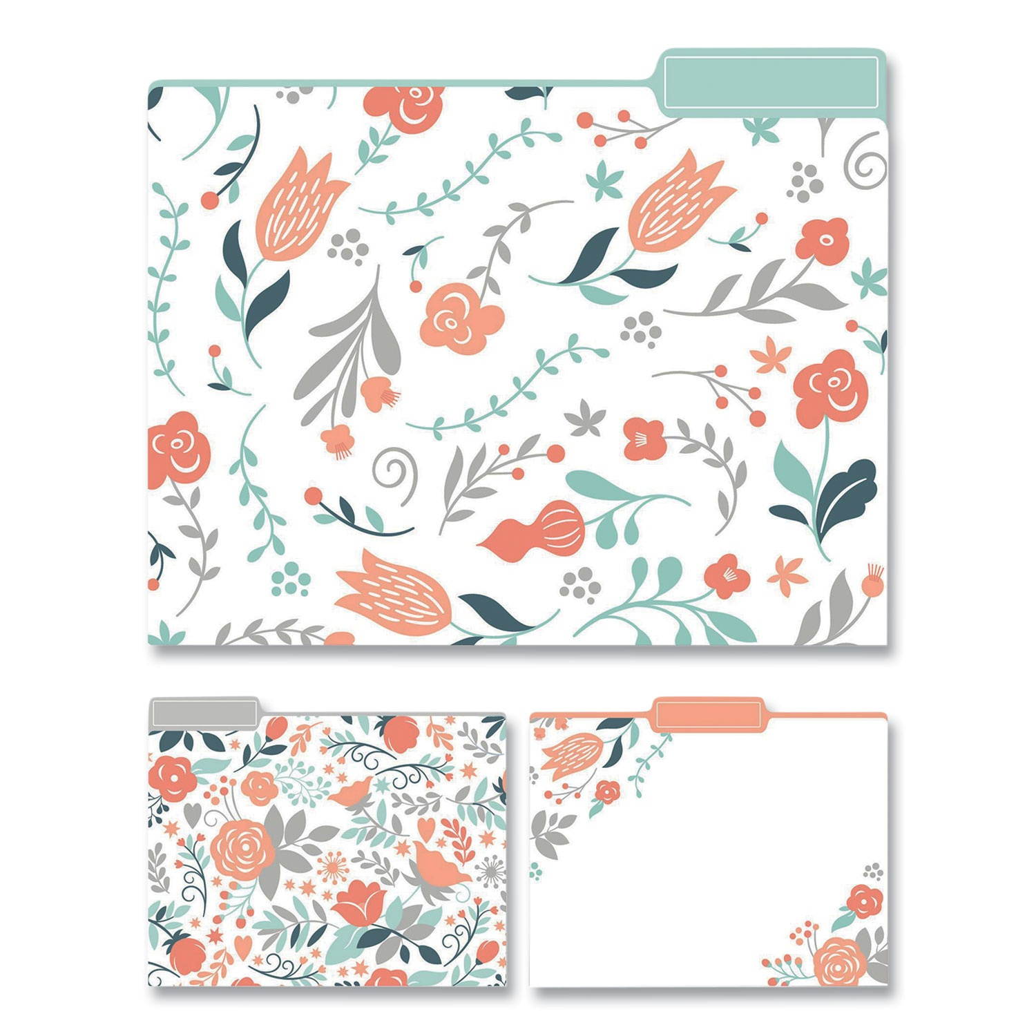 Eccolo Fashion File Folders, 1/3 Tabs, Letter, Mod Floral, 9/Pack (ECK2692671)