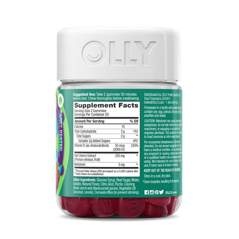 OLLY Muscle Recovery Sleep Gummies - Berry - 40ct