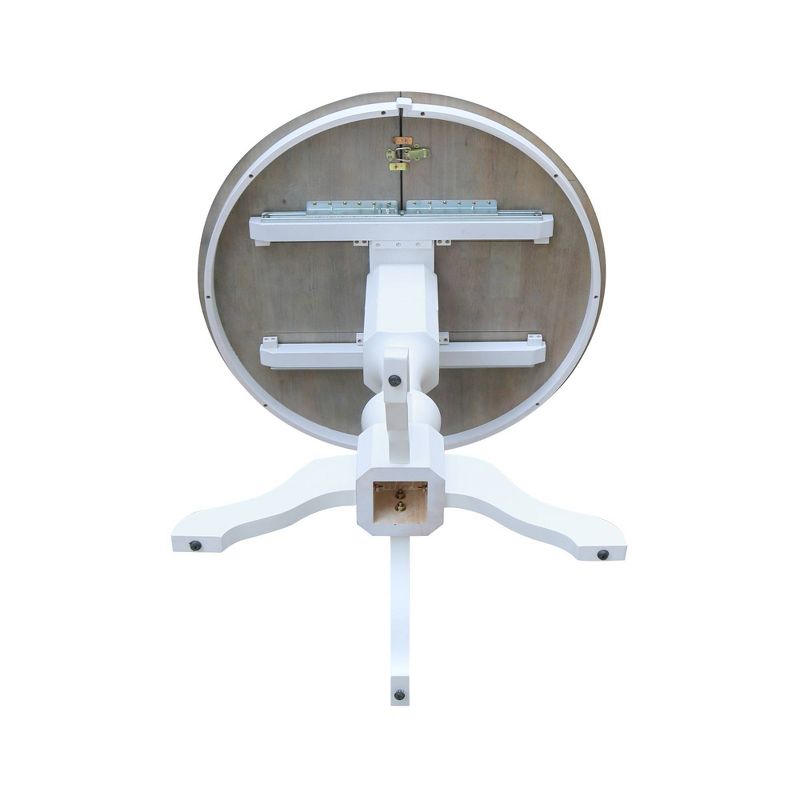 36" Kent Round Top Counter Height 12" Drop Leaf Dining Table White/Heather Gray - International Concepts