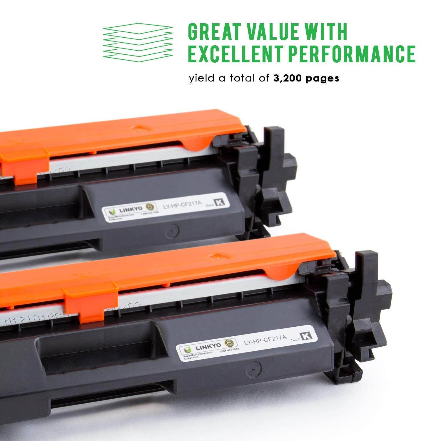 LINKYO Compatible Toner Cartridge Replacement for HP 17A CF217A (Black, 2-Pack)
