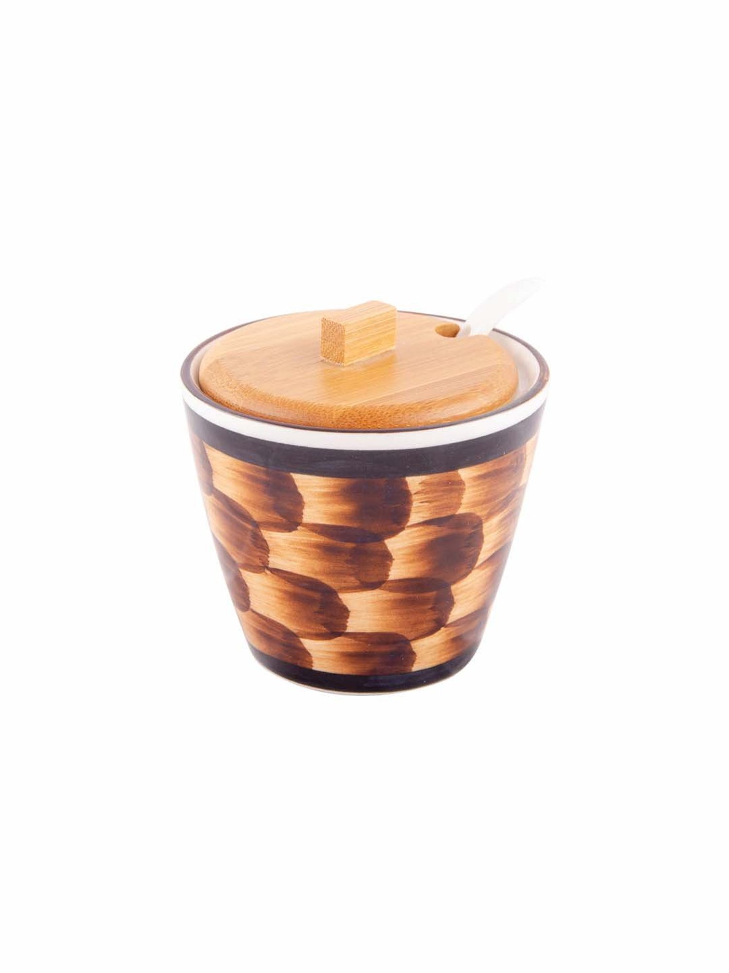 White Gold Brown Stoneware Storage Jars (200 ml) - Set of 2