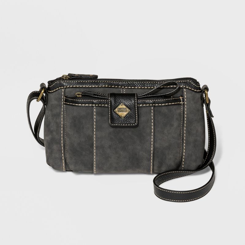Bolo Zip Closure Montville Crossbody Bag with Wristlet - Almost Black