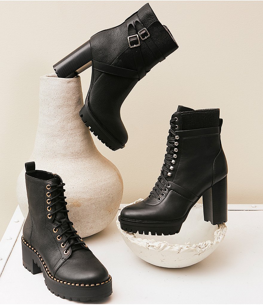 Vince Camuto Elisen Leather Platform Lug Sole Booties