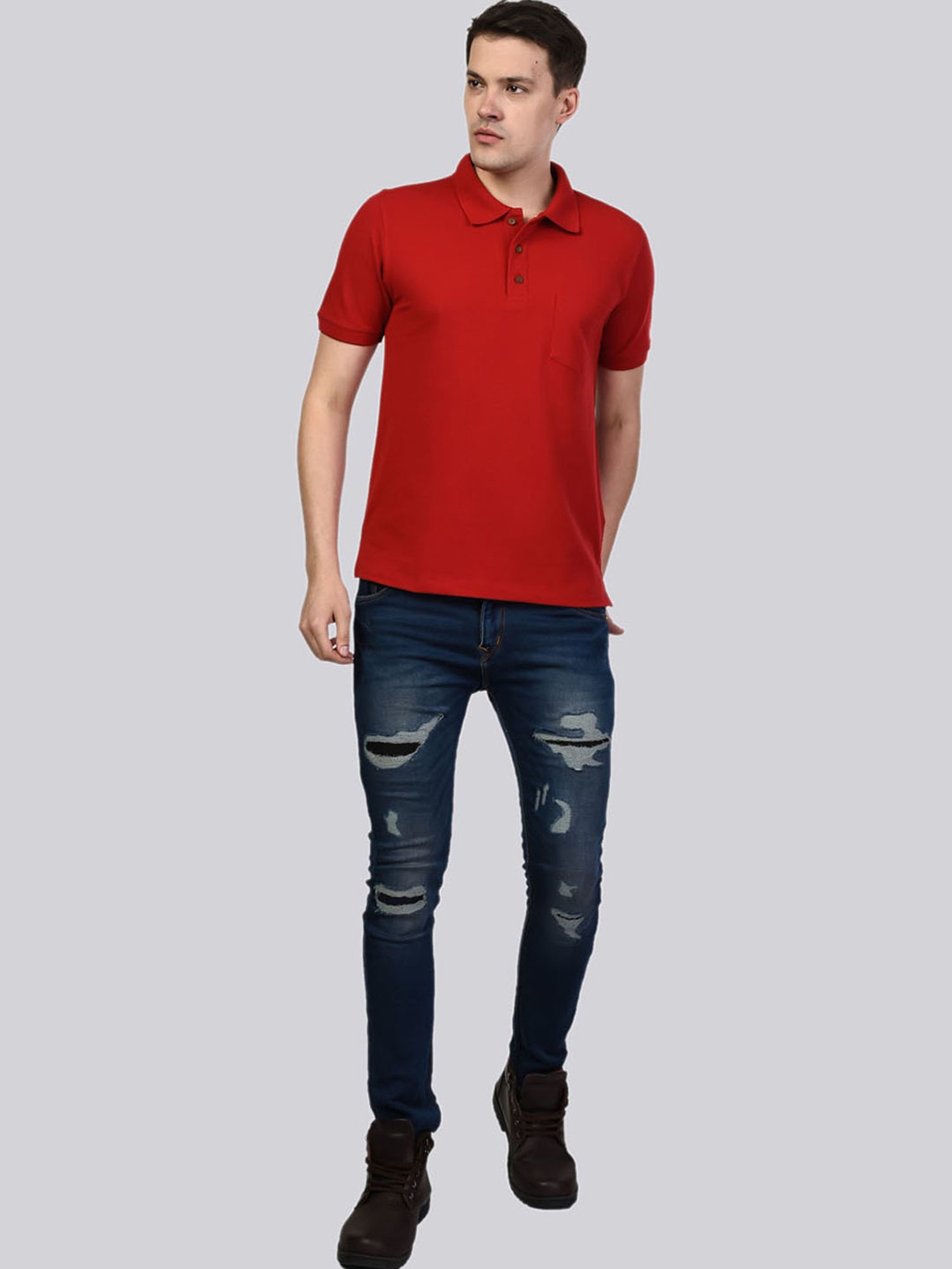 Kalt Red Regular Fit  Polo T-Shirt