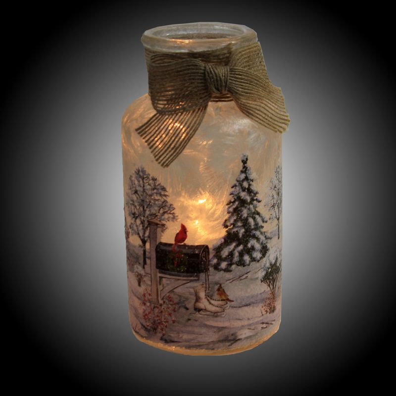 Stony Creek 6.25" Winter Skates Small Jar Prelit Winter Christmas  -  Novelty Sculpture Lights