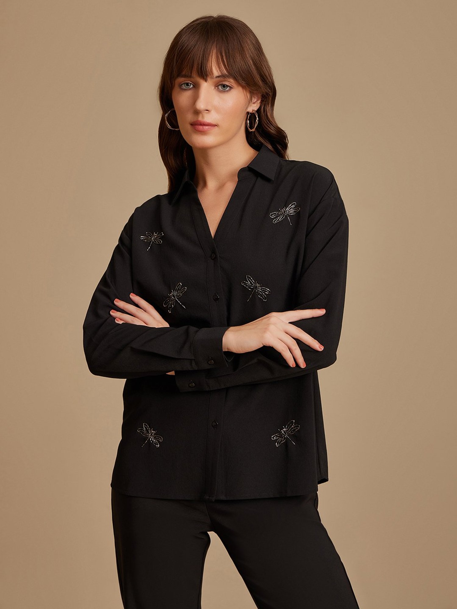 Kazo Black Embellished Shirt
