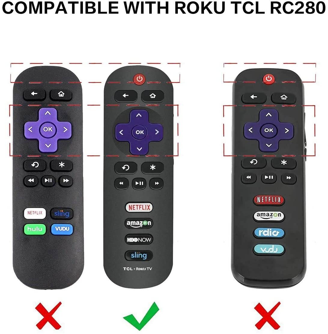 [2 Pcs] Remote Case for TCL Roku RC280 Remote, Alquar Lightweight Anti Slip Shockproof Silicone Protective Case Cover Compatible with TCL Roku RC280 Remote - with Lanyard (Red + Glow Blue)