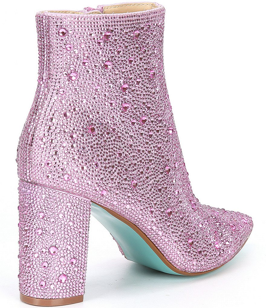 Blue by Betsey Johnson Cady Rhinestone Embellished Block Heel Booties