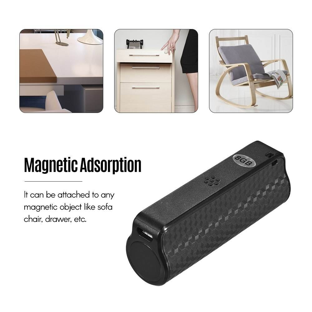 Portable Mini Digital Voice Activated Recorder MP3 Player Professional Magnetic Dictaphone Noise Reduction with 8GB Memory Capacity USB Cable Earphone for Lectures Meetings Interviews Sound Recording