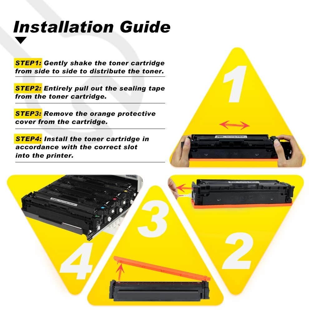 V4INK 1 Pack Compatible CF400X CF400A 201X 201A Black Toner Cartridge for use with Color Laserjet Pro M252dw M252n MFP M277dw M277n Printer