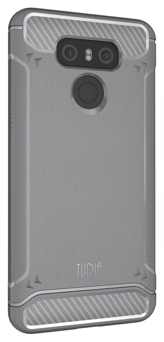 TUDIA Carbon Fiber Design Lightweight [TAMM] TPU Bumper Shock Absorption Case for LG G6 (Black)