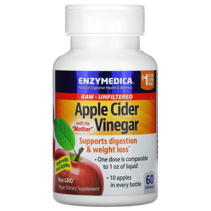 Enzymedica Apple Cider Vinegar, 60 Capsules, Greens and Superfood Supplements