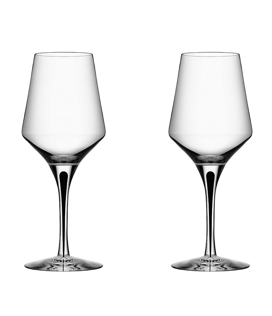 Orrefors Metropol Black Crystal White Wine Glass, Set of 2