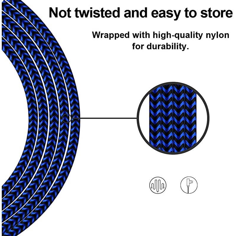 Angle iPhone Charger 5Pack 90 Degree Lightning Cable 3FT/6FT/10FT Long Nylon Braided iPhone Data Cable Wire Fast Charging Cord Compatible iPhone/iPad/ (Blue Black)