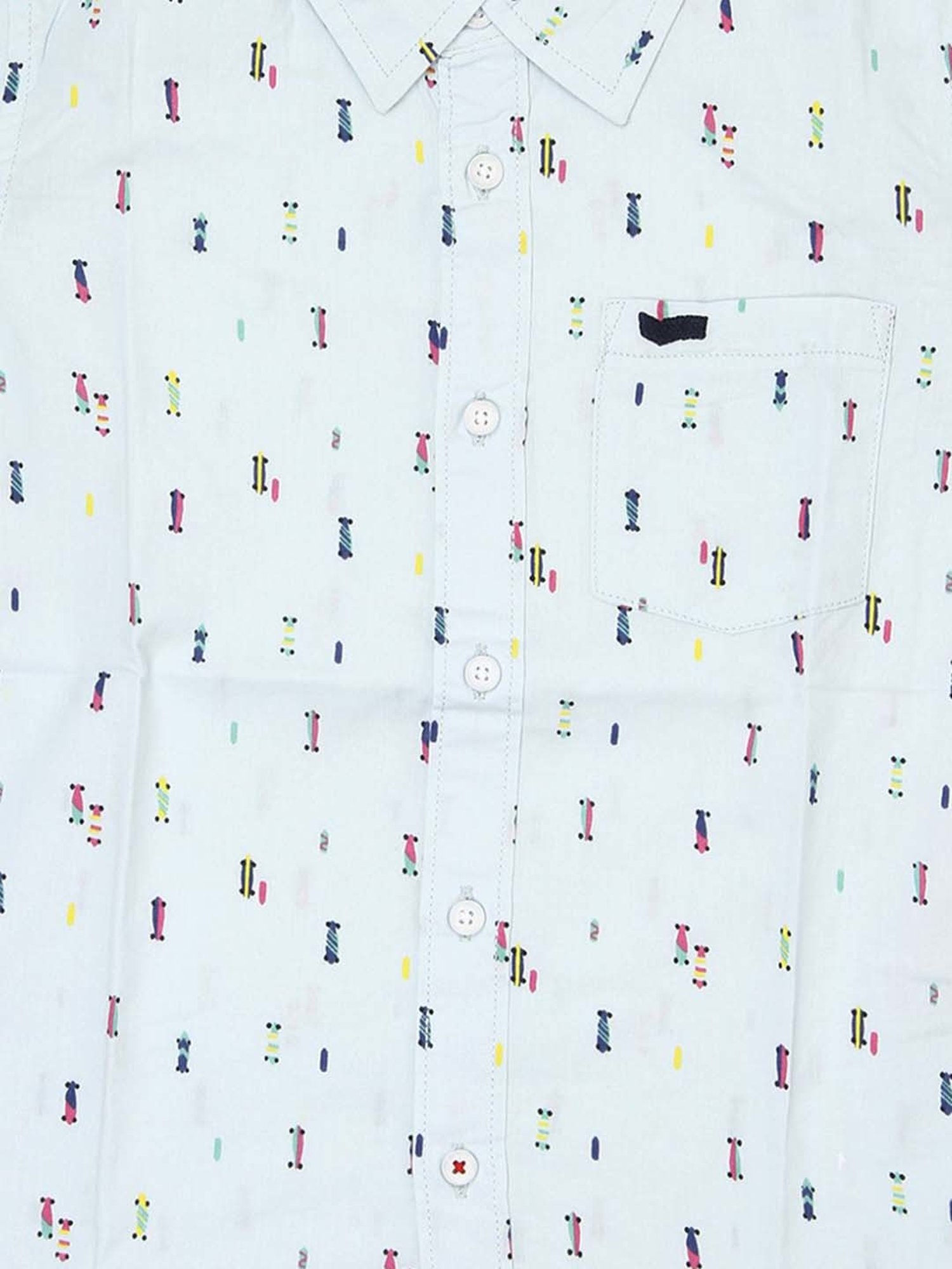 Gas Kids Blue Cotton Printed Full Sleeves Shirt